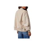 Women™s Ember Beige Leather Bomber Jacket - Genuine Leather,