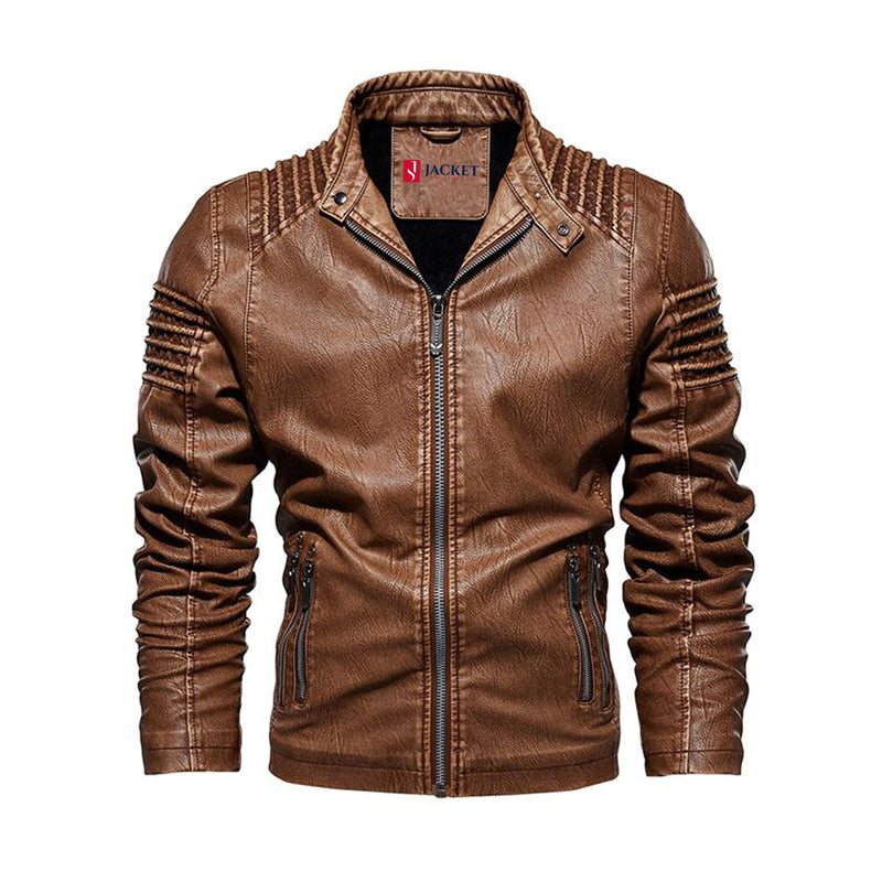 Kingdom PU Leather Jacket with Adjustable Cuffs & Unique Design