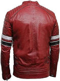 JSU Men’s Red Café Racer Jacket — Genuine Cow Leather