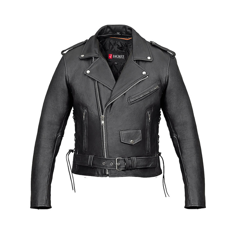 Belted Moto Jacket with Side Laces
