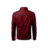Men's Original Leather Jacket “ Front Zipper, Band Collar, Four Zipper Pockets