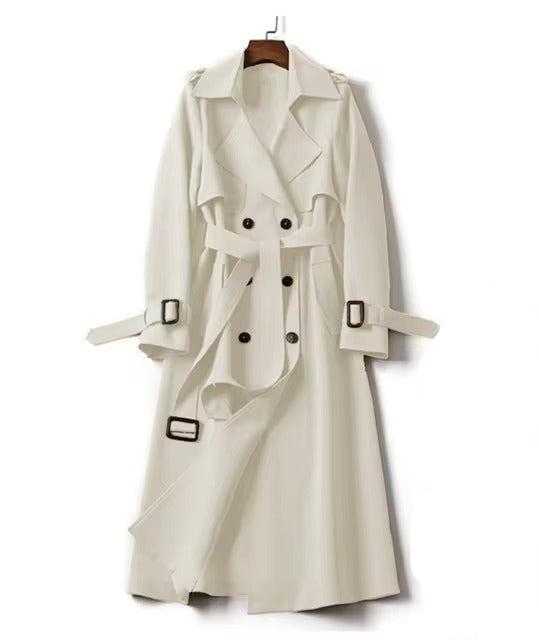 Women™s Double-Breasted British Style Windbreaker Trench Coat - Long, Streetwear