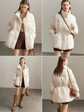 AMII Minimalist Duck Down Puffer Coat - Lightweight, Stand Collar, Lapel