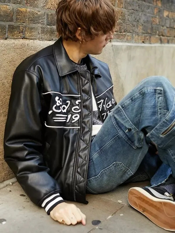 Ed Hardy Black Leather Jacket - Women’s & Men’s Biker Streetwear Jacket