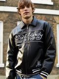 Ed Hardy Black Leather Jacket - Women’s & Men’s Biker Streetwear Jacket