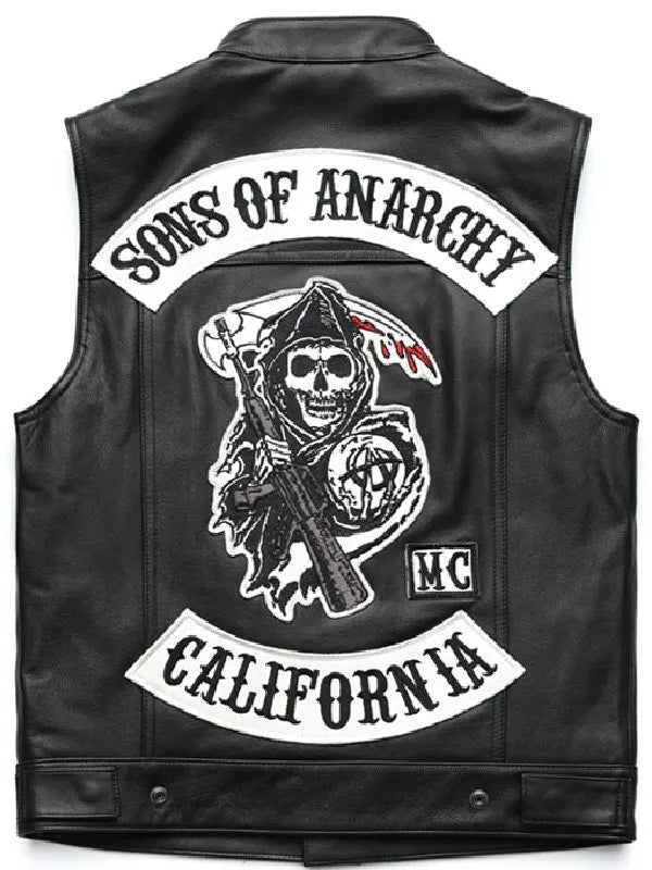 Sons of Anarchy Jax Teller Black Leather Vest - Iconic TV Jacket