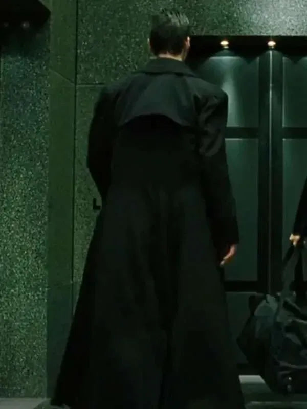 The Neo Matrix Trench Coat - Keanu Reeves Black Leather & Wool Long Coat for Men & Women | Movie Replica & Cosplay Jacket