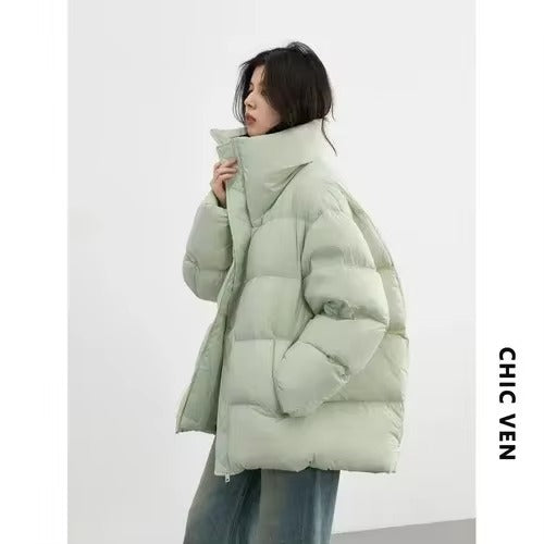 CHIC VEN Women™s Lightweight Down Coat - Winter Bread Down, Lapel Collar