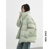 CHIC VEN Women™s Lightweight Down Coat - Winter Bread Down, Lapel Collar