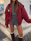 Women™s Contrast Stitch PU Leather Jacket - Lapel, Zipper Closure