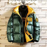 Winter New Men Down Hooded Wash-Free Glossy Jacket