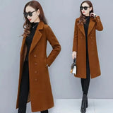 Women™s Woolen Double-Breasted Velvet Coat - Tailored Fit, Warm