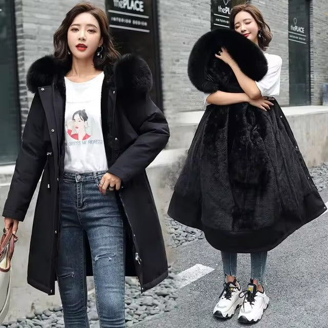 Womens Wool Liner Hooded Parka Long Coat