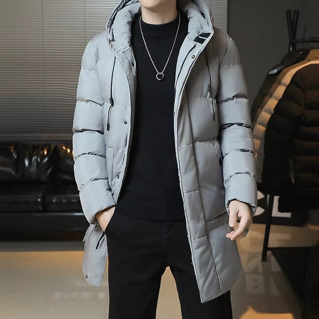 Slim Fit Men Hooded Casual Long Cotton Parkas Jackets