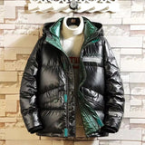 Winter New Men Down Hooded Wash-Free Glossy Jacket