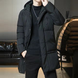 Slim Fit Men Hooded Casual Long Cotton Parkas Jackets