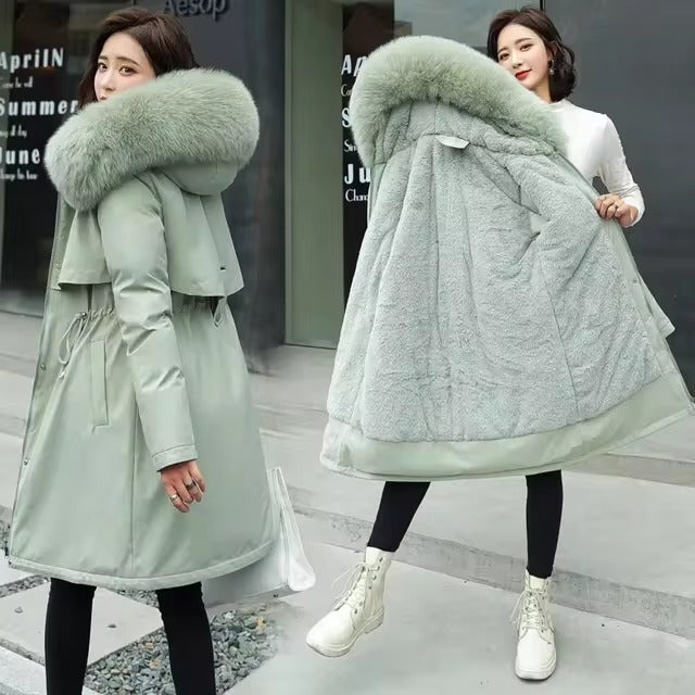 Womens Wool Liner Hooded Parka Long Coat
