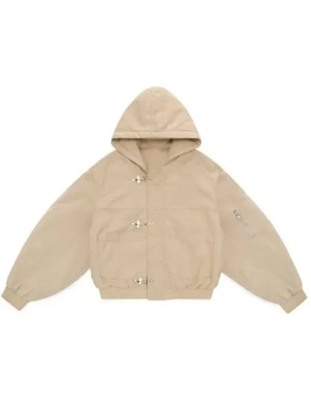 Shinzo Shige 15oz Canvas Clasp Beige Bomber Jacket - Durable