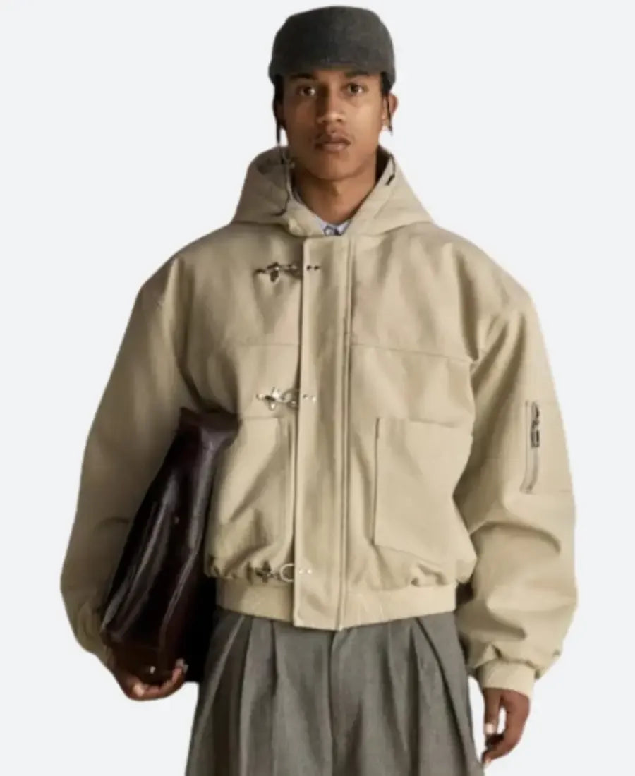 Shinzo Shige 15oz Canvas Clasp Beige Bomber Jacket - Classic Streetwear Style
