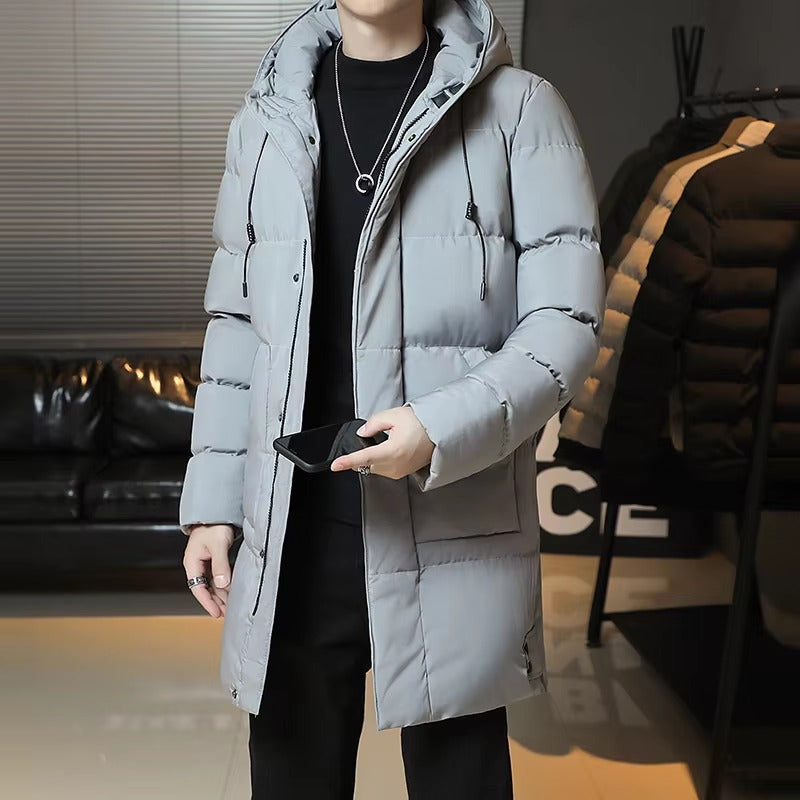 Slim Fit Men Hooded Casual Long Cotton Parkas Jackets