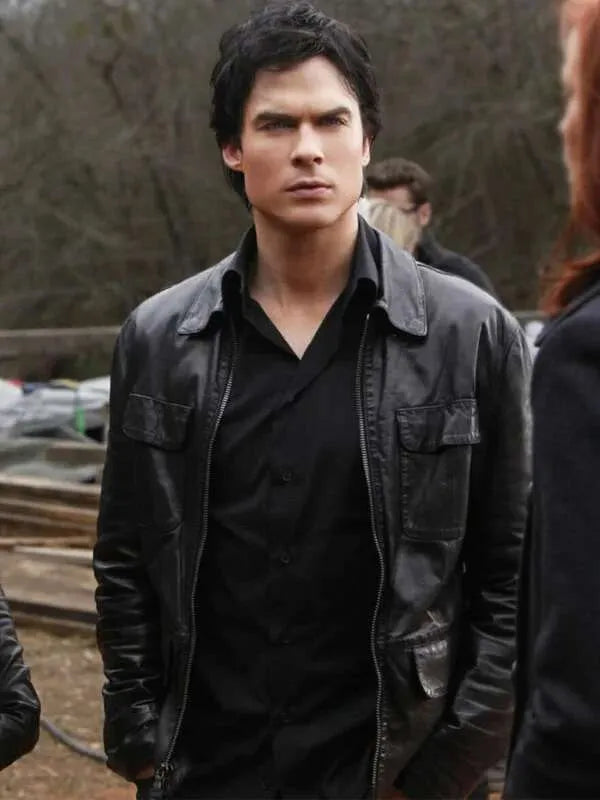 Damon Salvatore Leather Jacket - Vampire Diaries Ian Somerhalder Replica
