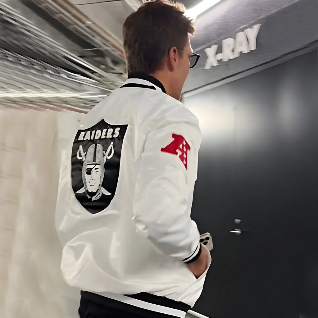 Tom Brady Las Vegas Raiders White Bomber Jacket