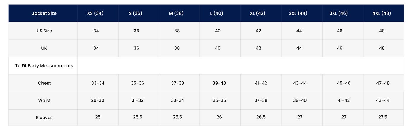 Women size chart Inches