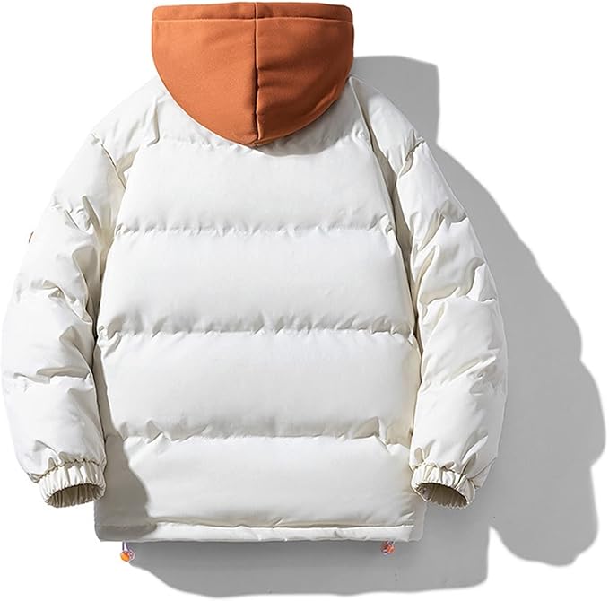 Outdoor Leisure Cotton-Padded Men Hooded Solid Color Jacket