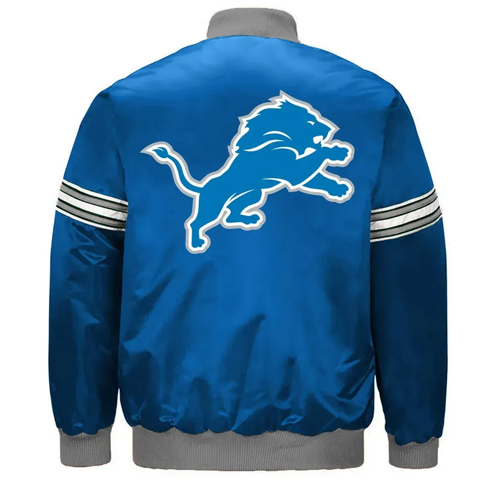 Detroit Lions Blue Striped Satin Jacket