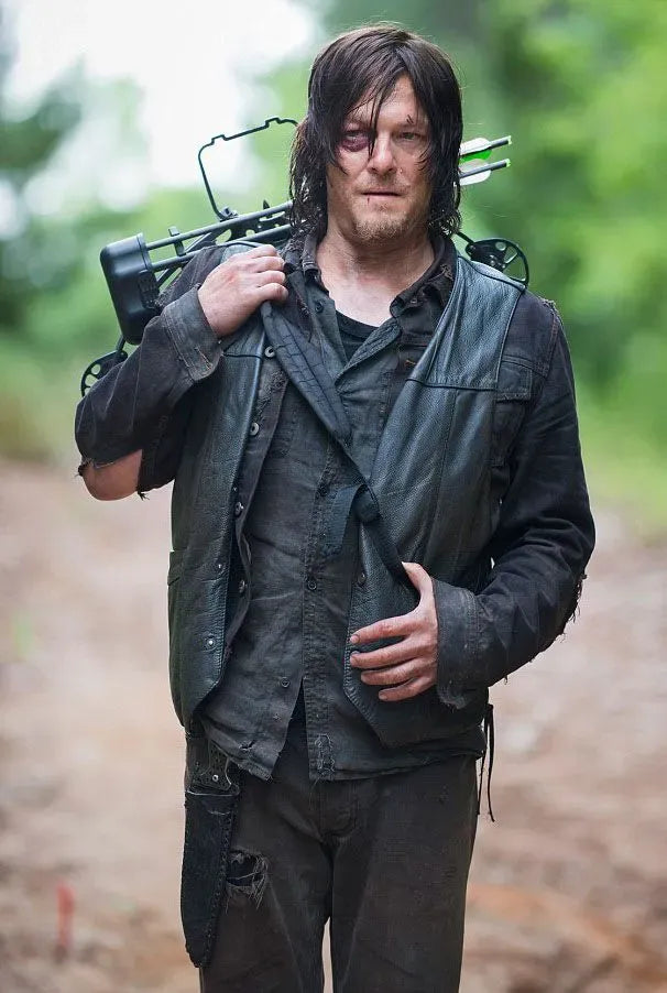 The Walking Dead Daryl Dixon Vest - Angel Wings Black Leather Vest