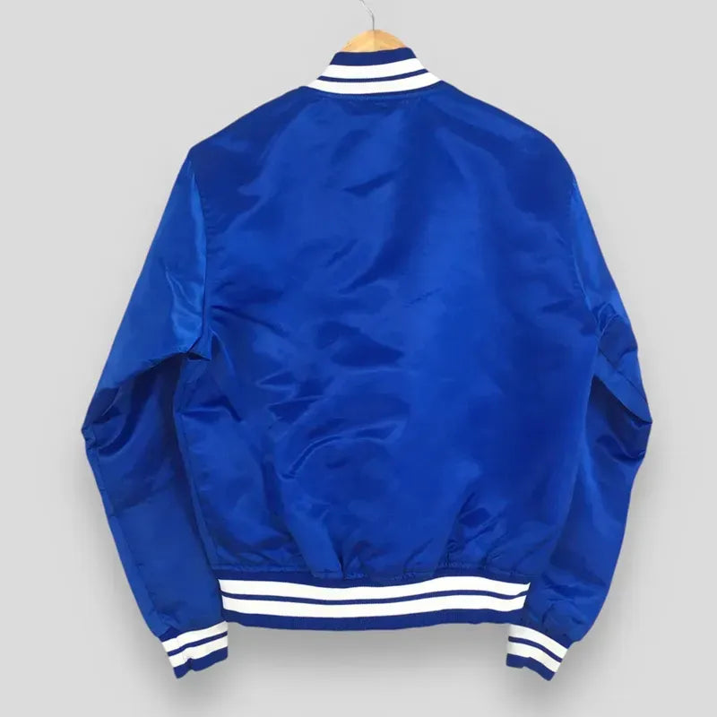 LA Dodgers 1990s Blue Bomber Jacket - Vintage Satin Baseball Jacket