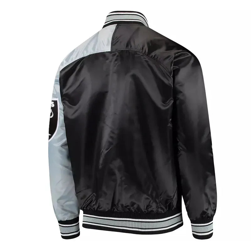 Endzone Las Vegas Raiders Black and Gray Satin Jacket
