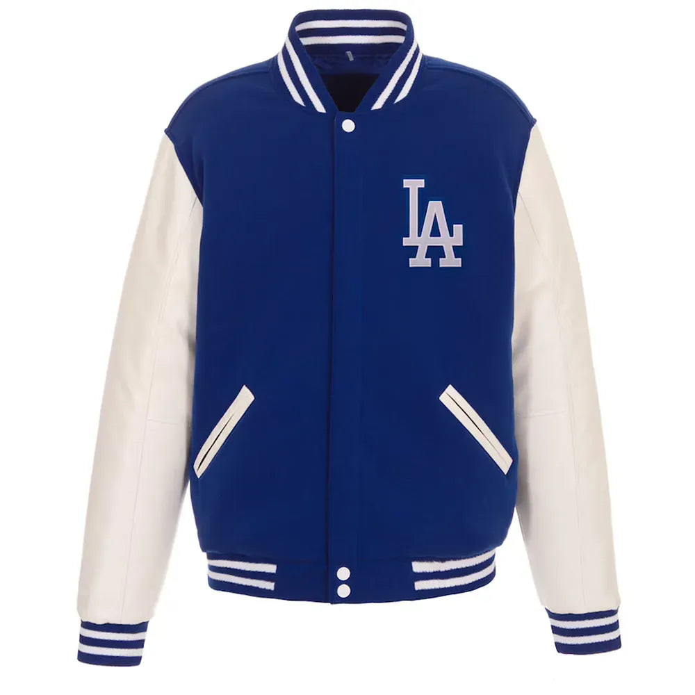 LA Dodgers Wool & Leather Varsity Jacket - Classic Royal Blue & White Baseball Jacket