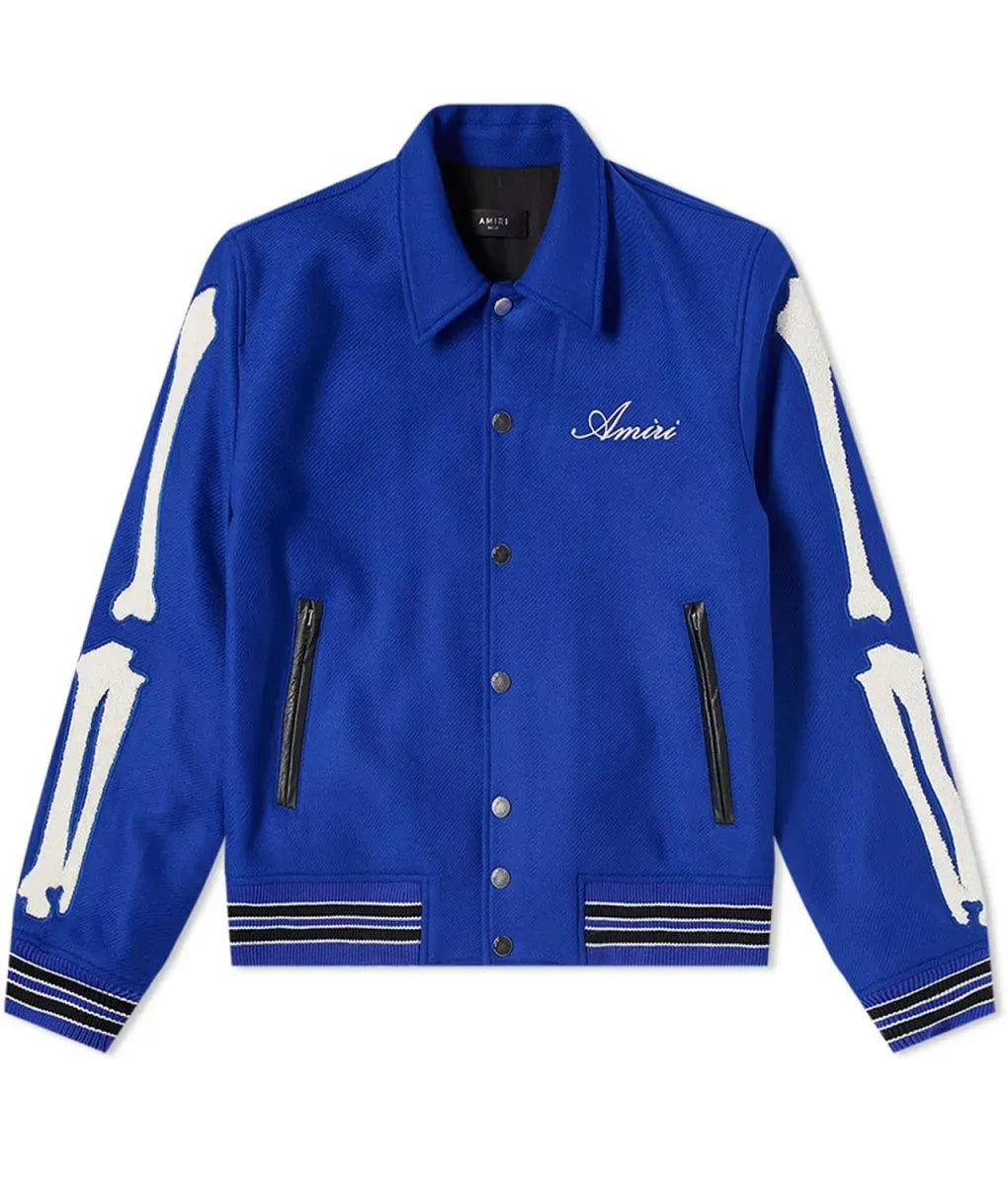 Blue Amiri Bones Letterman Jacket
