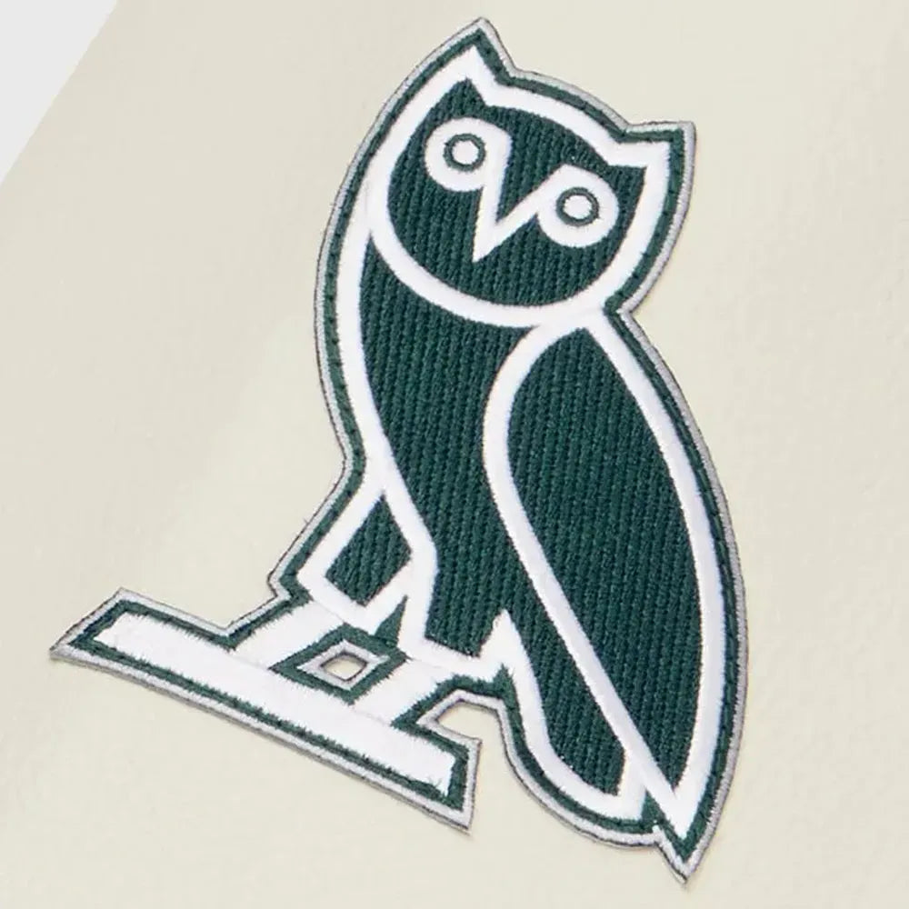 OVO x Philadelphia Eagles Varsity Jacket - Green & White Wool Leather Letterman Jacket