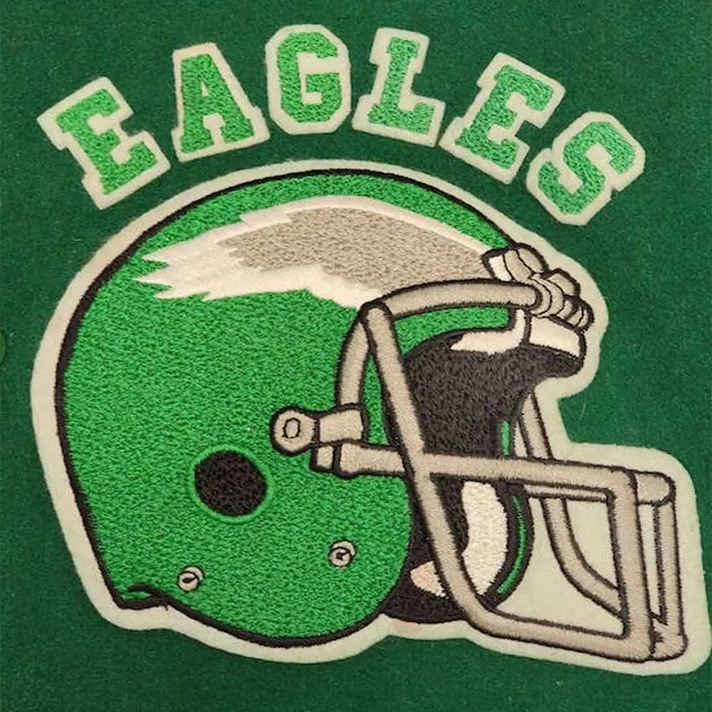 Philadelphia Eagles 80’s Varsity Jacket - Green & White Wool Leather Letterman