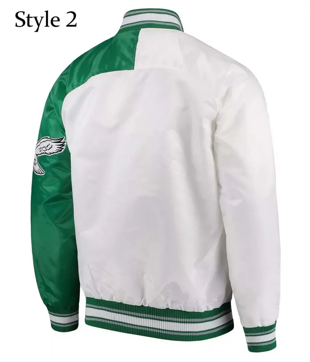 Renegade Eagles-Inspired Green & White Satin Jacket - Starter Style, Men & Women