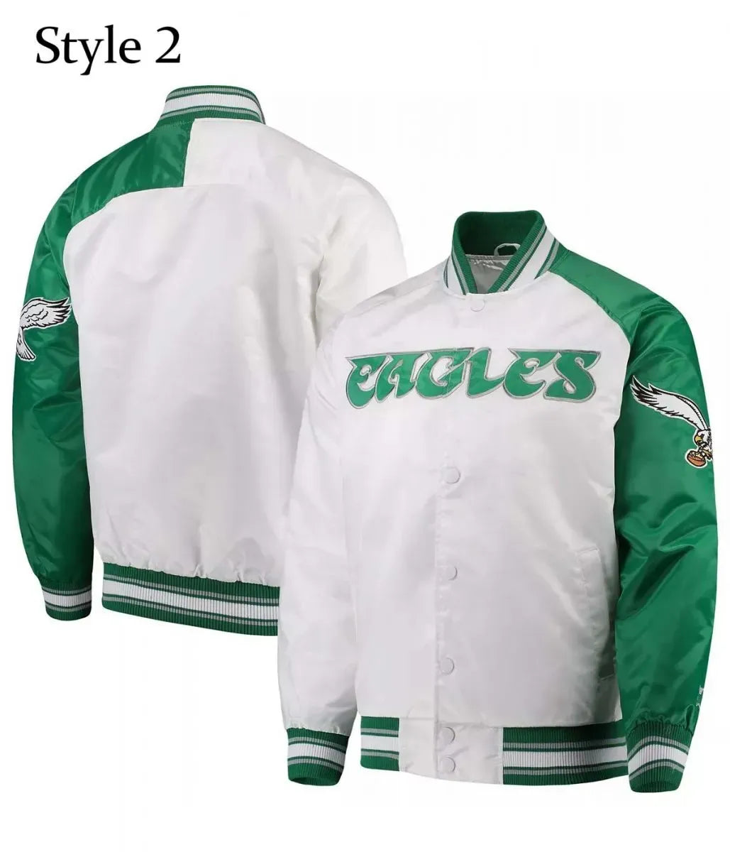 Renegade Eagles-Inspired Green & White Satin Jacket - Starter Style, Men & Women