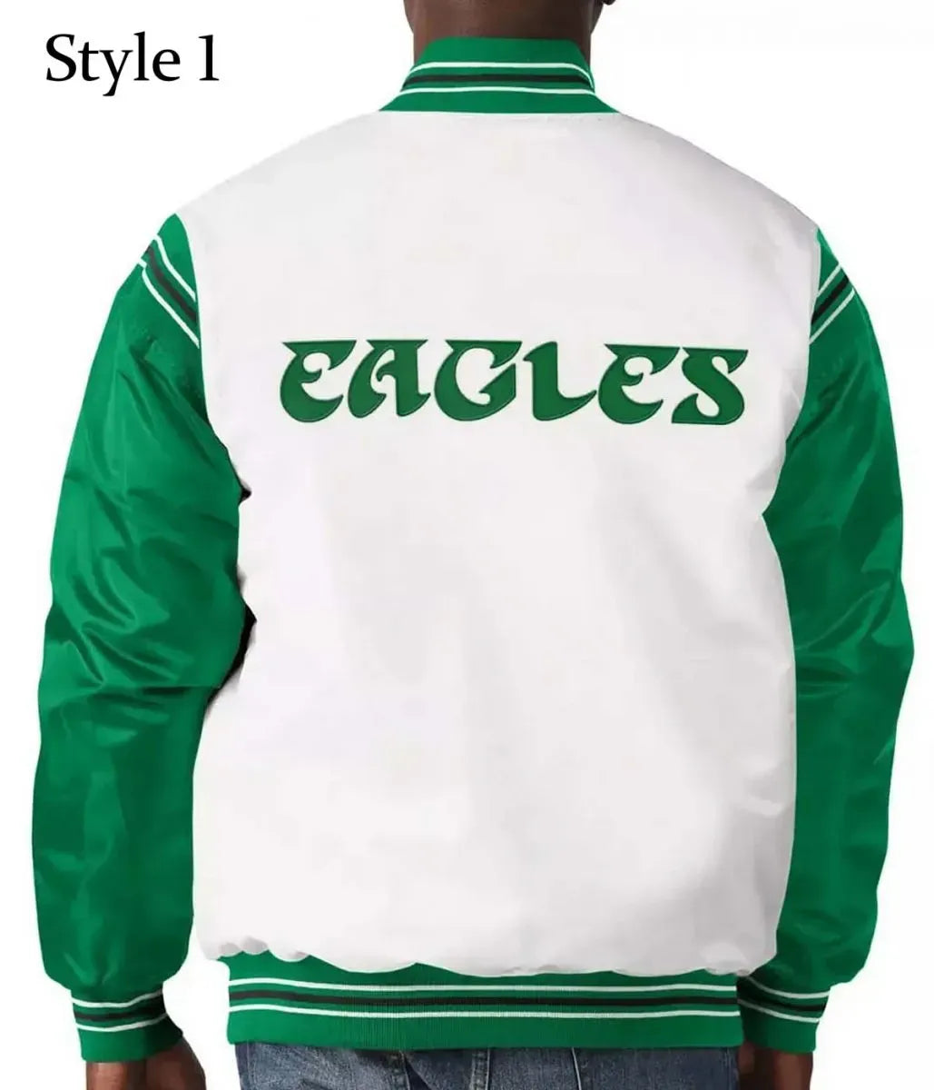 Renegade Eagles-Inspired Green & White Satin Jacket - Starter Style, Men & Women