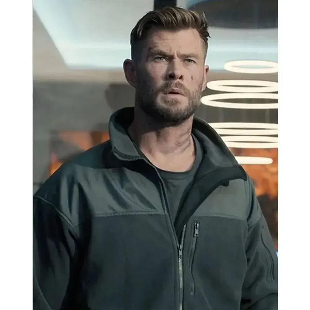 Extraction 2 Tyler Rake Black Jacket - Chris Hemsworth Tactical Style
