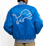 Detroit Lions Bomber Jacket - Blue Satin Unisex Game Day Jacket
